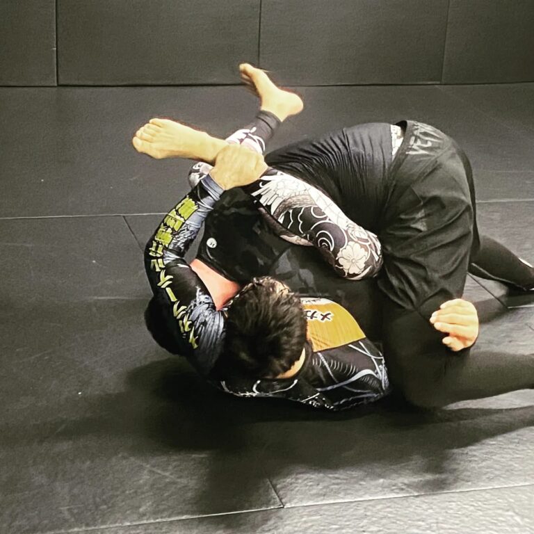 Students spar during a Brazilian jiu-jitsu class.